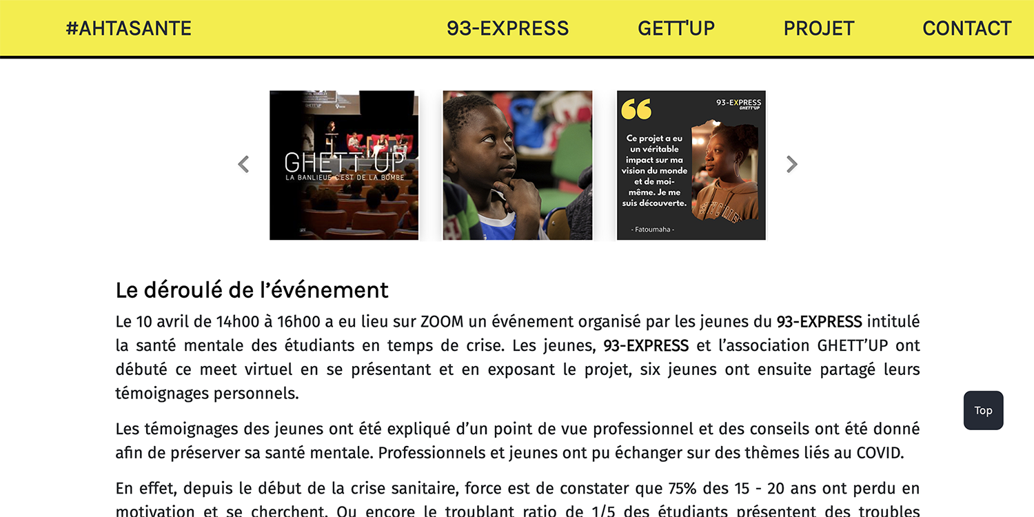 Extrait site Ahtasante categorie projet l'évenement